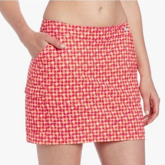 Columbia PFG Skort Size 10 Armadale Omni Freeze Orange Pink Novelty Fish Print - Picture 1 of 13